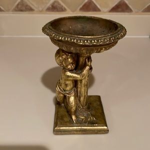 Brushed gold Angel candle holder or can be used to hold potpourri